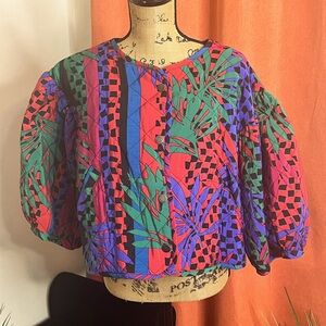 Quilted Floral Puffed Sleeve Jacket